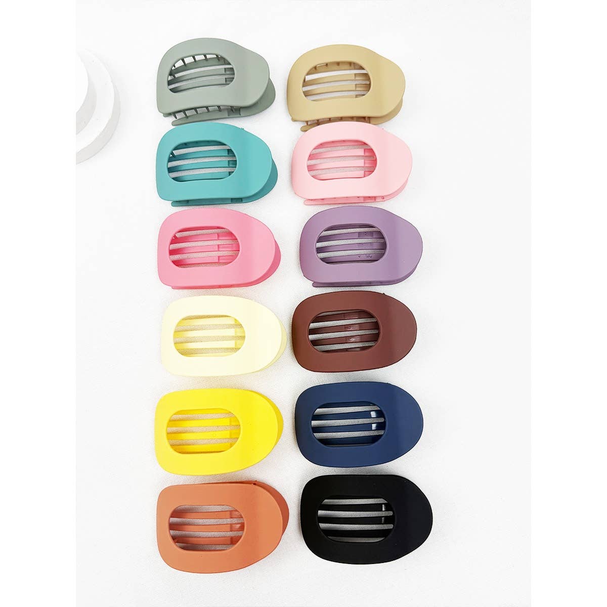 12 Colors of Oval Shape Flat Hair Claw