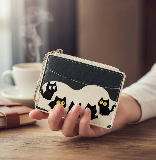 Cute Cat Card Holder Keychain Coin Purse