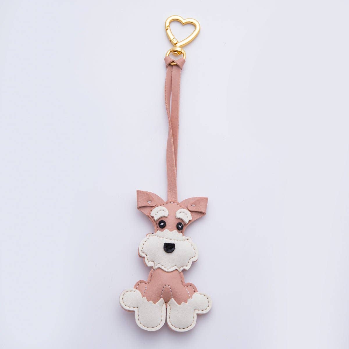 Leather Schnauzer Dog Print Keyring Purse Bag Backpack Charm Accessory WB-00020