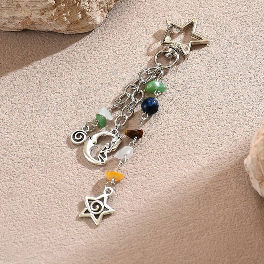 Boho Aesthetic Multi-Charm Beaded Keychain Handbag Pendant