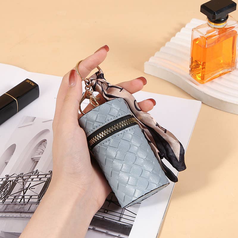 Chic Lipstick Holder Case with Zipper and Ribbon Strap