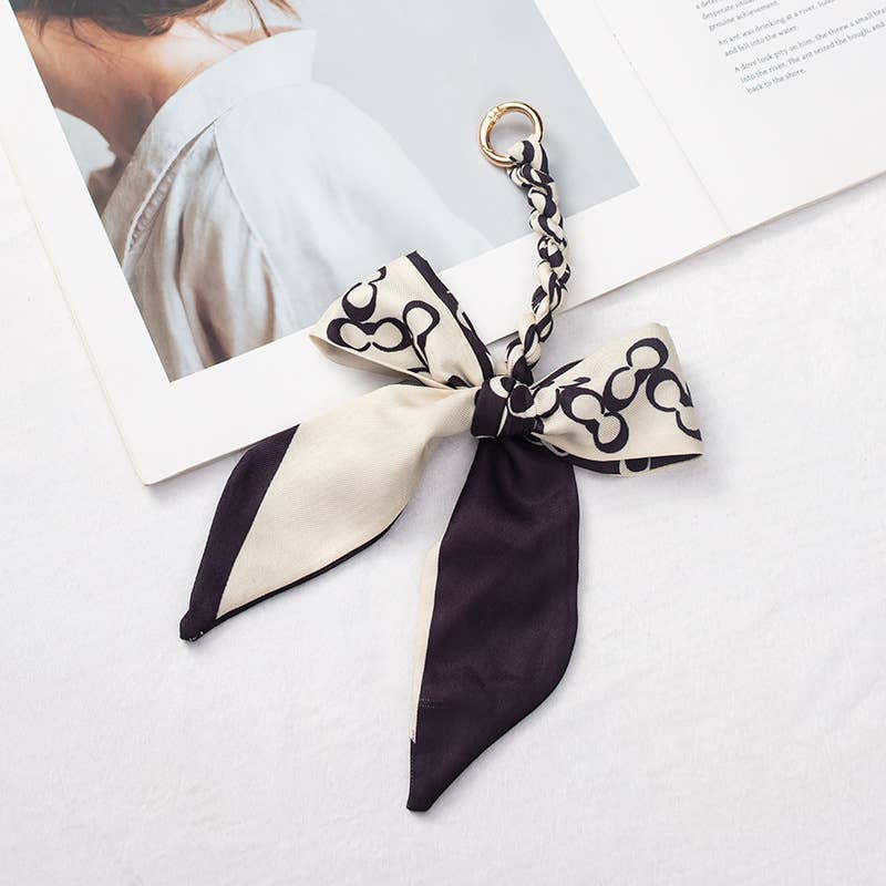 Bow scarf bag charm handmade woven versatile
