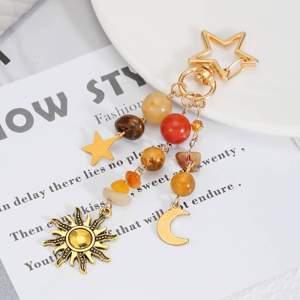 Boho Aesthetic Multi-Charm Beaded Keychain Handbag Pendant