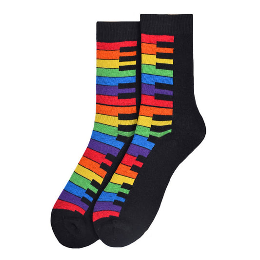 Women's Rainbow Keys Novelty Socks - LNVS19429-BK