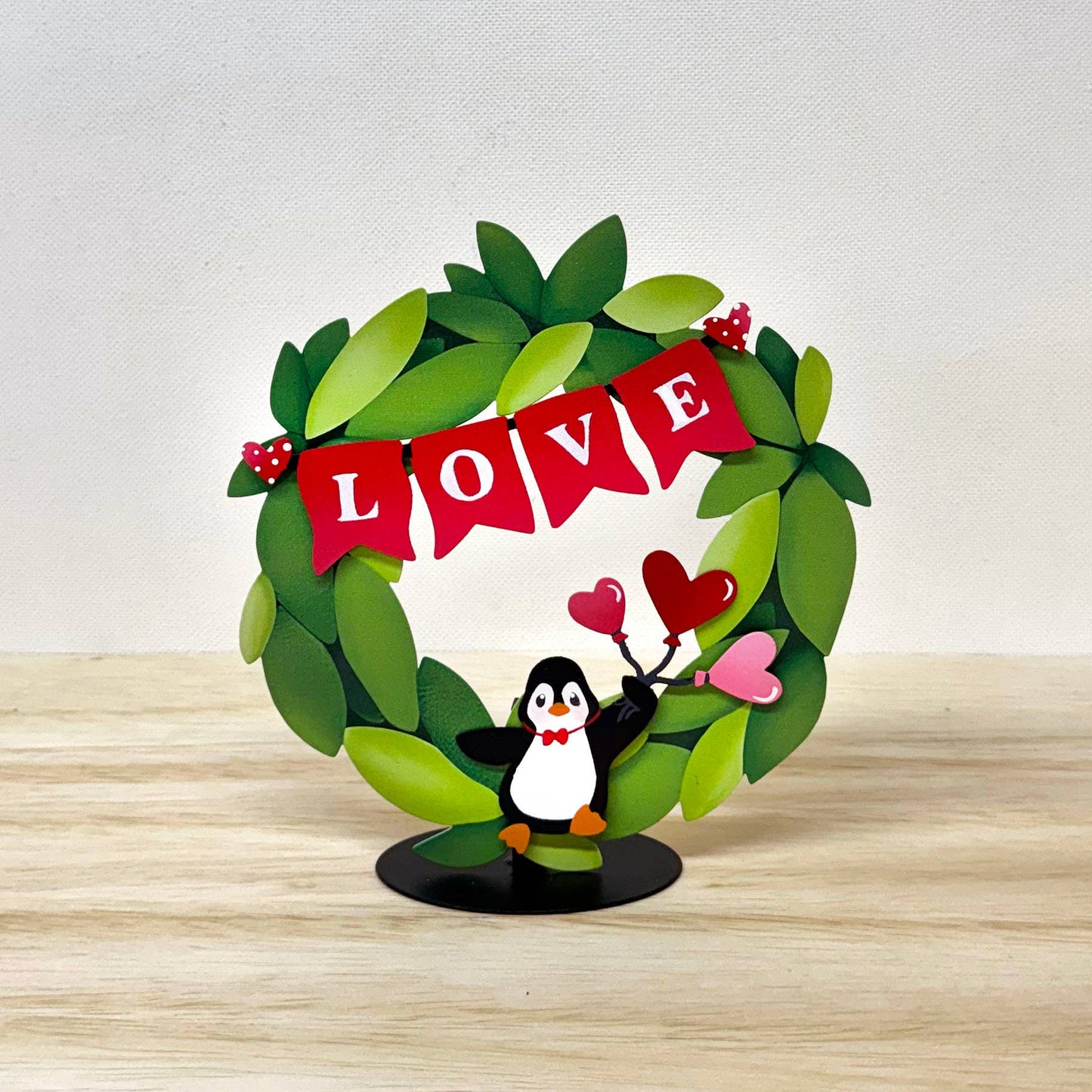 Penguin w/ Heart Balloons Magnet, Valentine's Decor