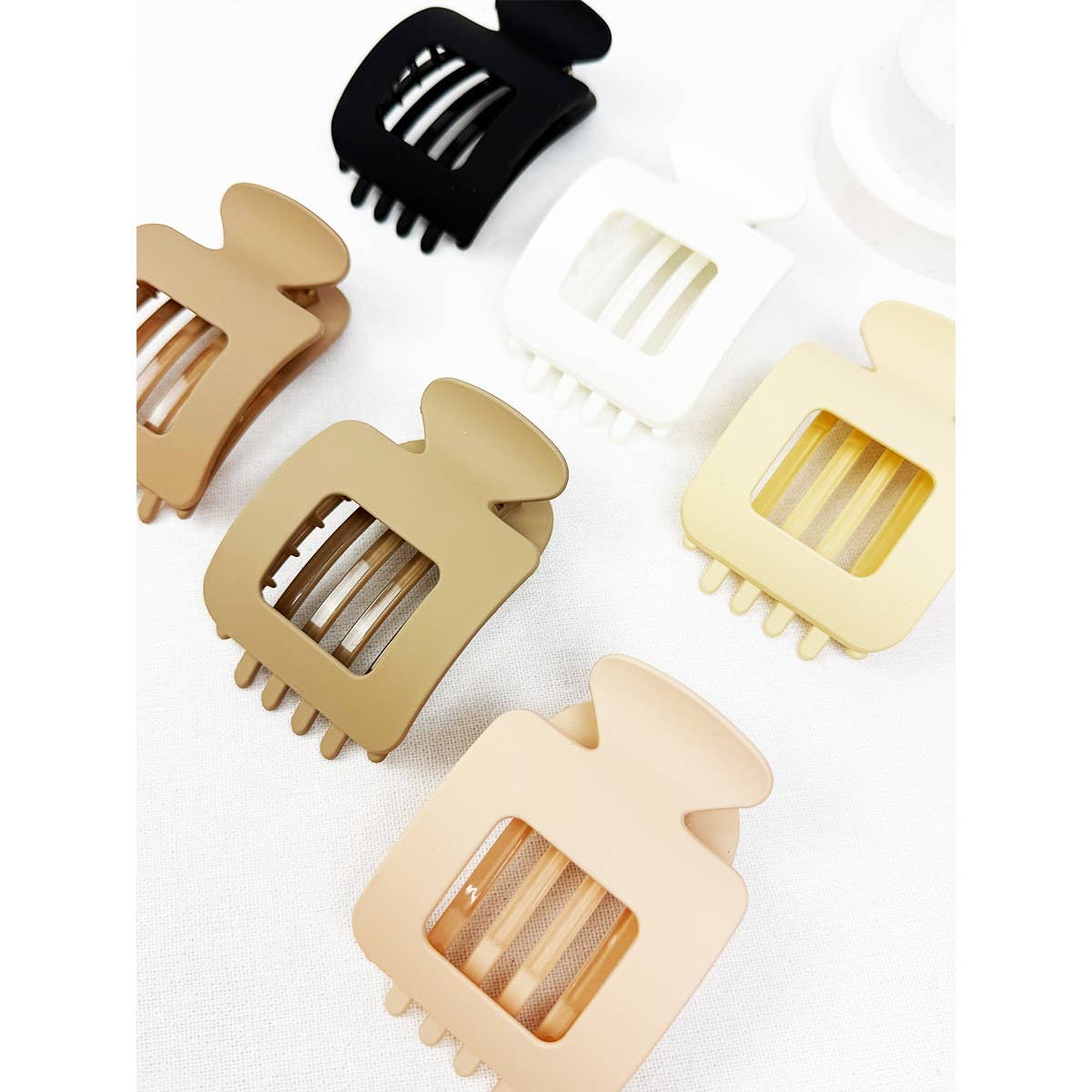 Matte Square Shape Flat Hair Claw Clips