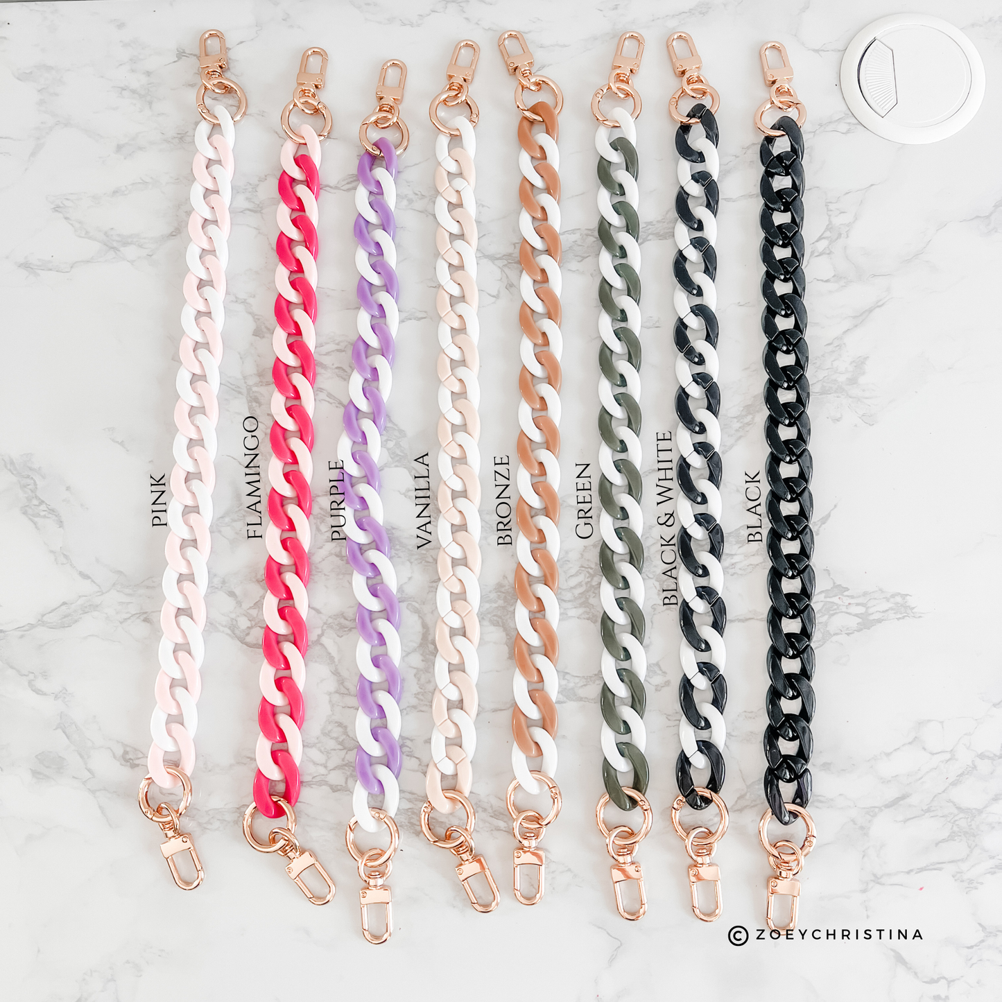 Chunky Acrylic Bag Chains – 8 Colors, 16.5" Length
