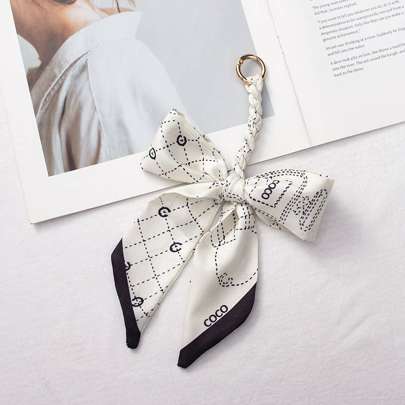 Bow scarf bag charm handmade woven versatile