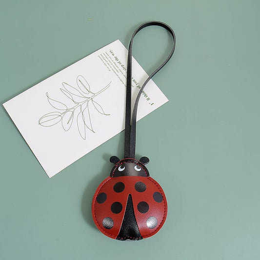 Cute Ladybug Faux Leather Charm Handbag Decor Keychain