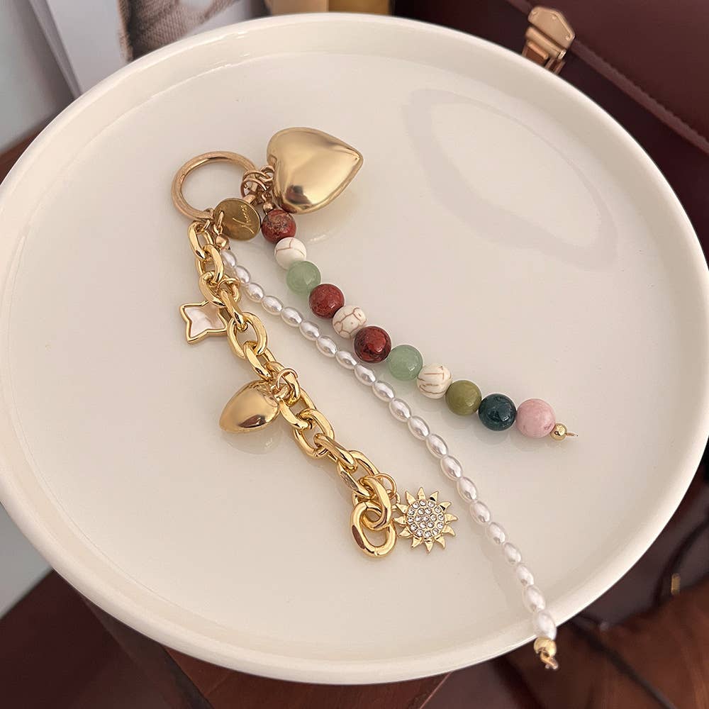 Y2K Aesthetic Beaded Multi-Charm Keychain Bag Pendant