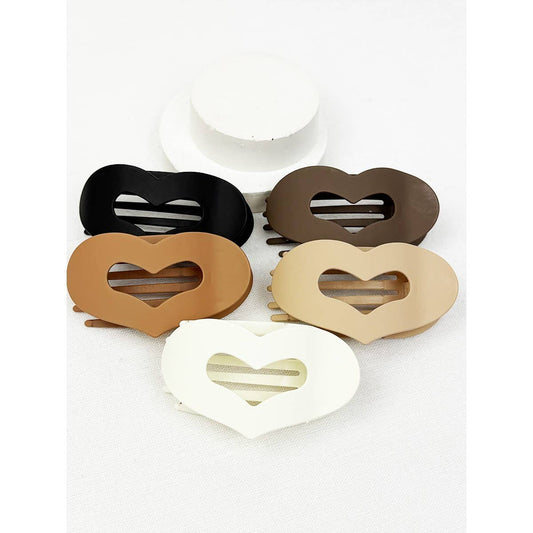 Matte Heart Shape Cut Out Flat Hair Clip