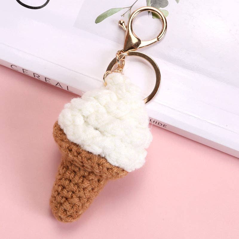Food-Themed Crochet Keychain Accessories Handmade from Milk Cotton Yarn