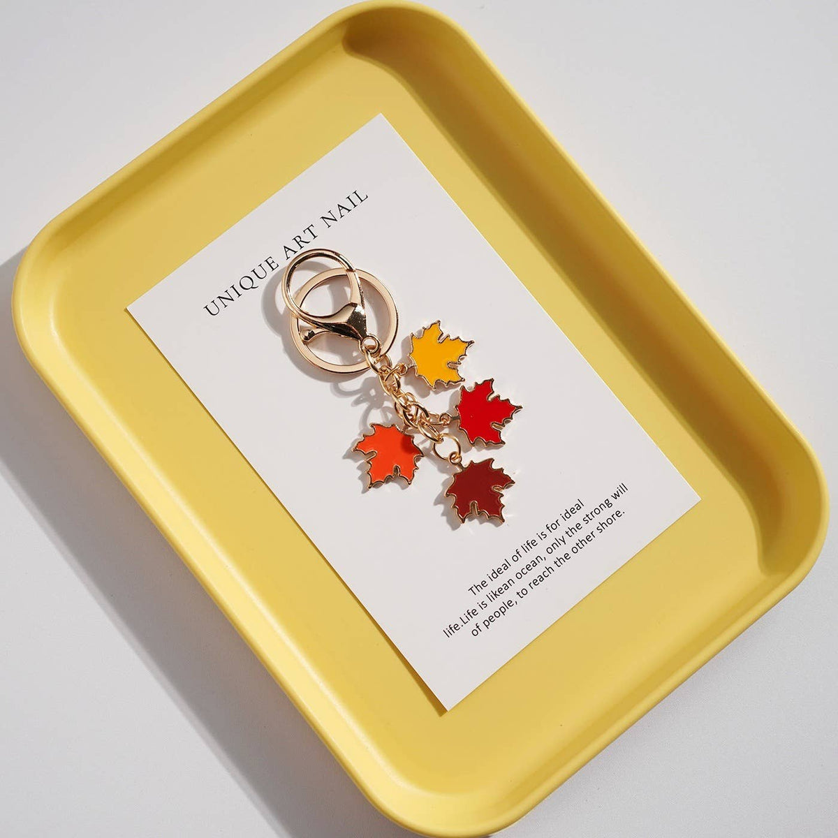 Autumn Maple Leaf Bead Keychain