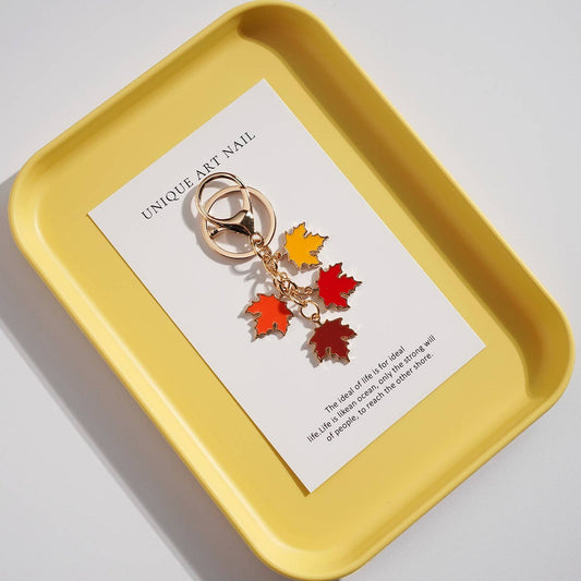 Autumn Maple Leaf Bead Keychain