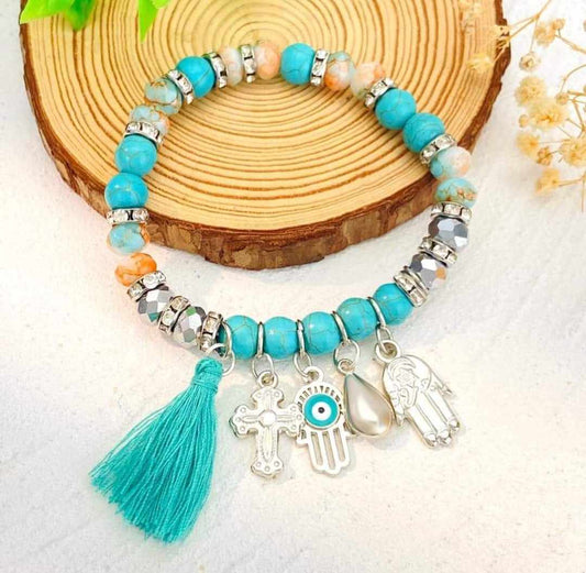 Turquoise Hemsa Evil Eye bracelet