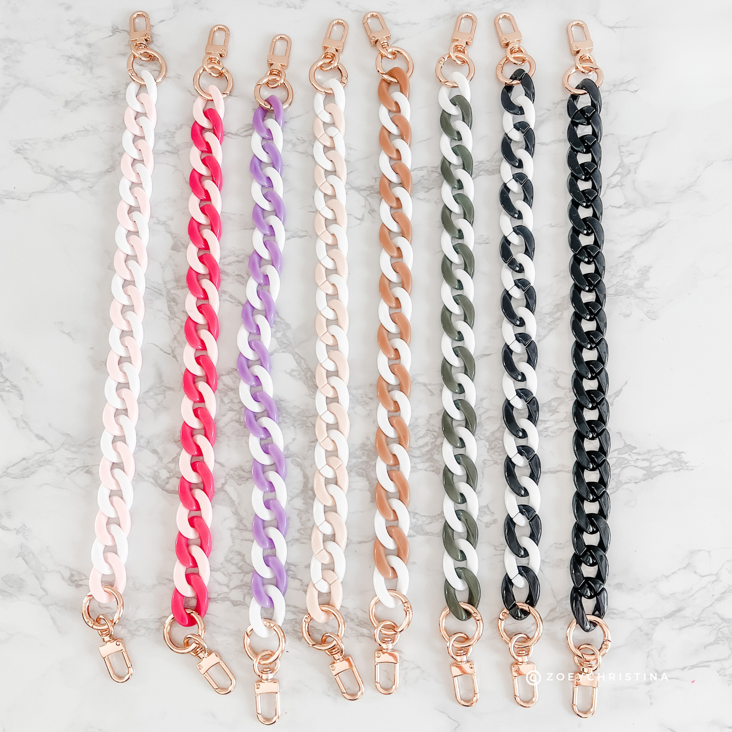 Chunky Acrylic Bag Chains – 8 Colors, 16.5" Length