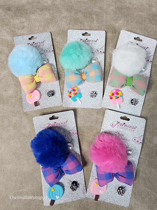 Puffy ball, bow, lollipop croc charms