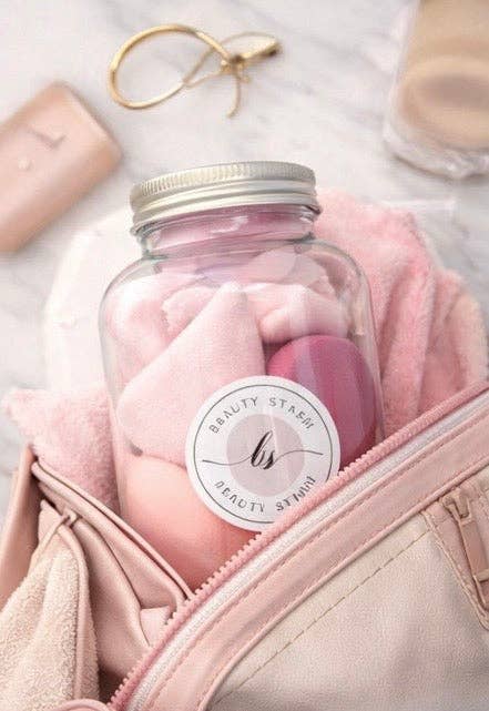 Luxe Makeup Blender Jar – 14-Piece Beauty Sponge & Blender Set for Flawless Makeup