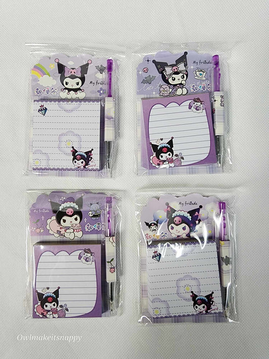 Purple hat kitty post it notes - assorted