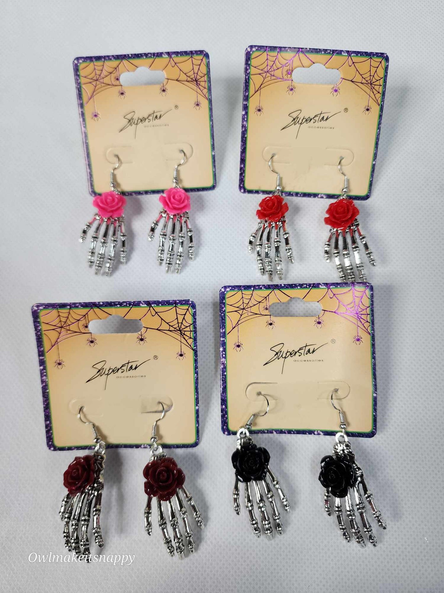 Skeleton Rose hand earring