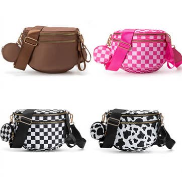 Checkered Bum Bag Crossbody Bag with coin purse