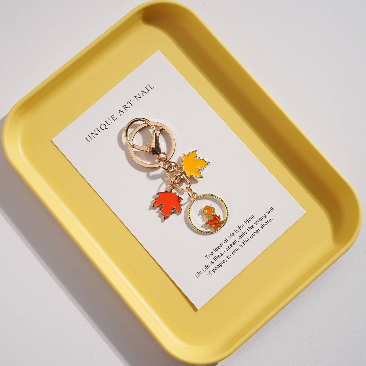 Autumn Maple Leaf Bead Keychain