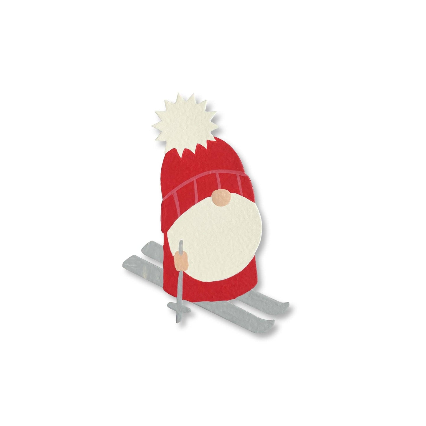 Skiing Gnome Magnet, Single, Scandinavian Artwork