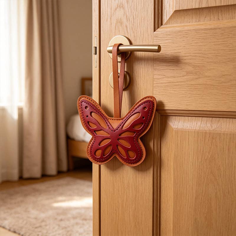 Hollow Cutout PU Leather Butterfly Bag Charm