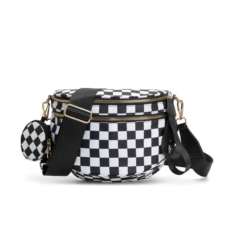 Checkered Bum Bag Crossbody Bag with coin purse