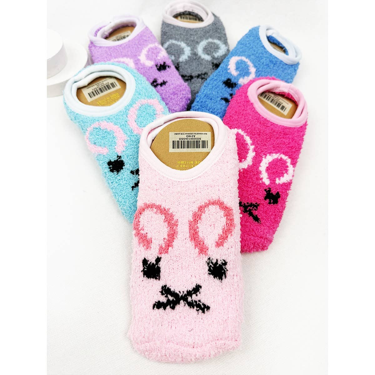 Bunny Printed Soft Fuzzy Slip On Socks