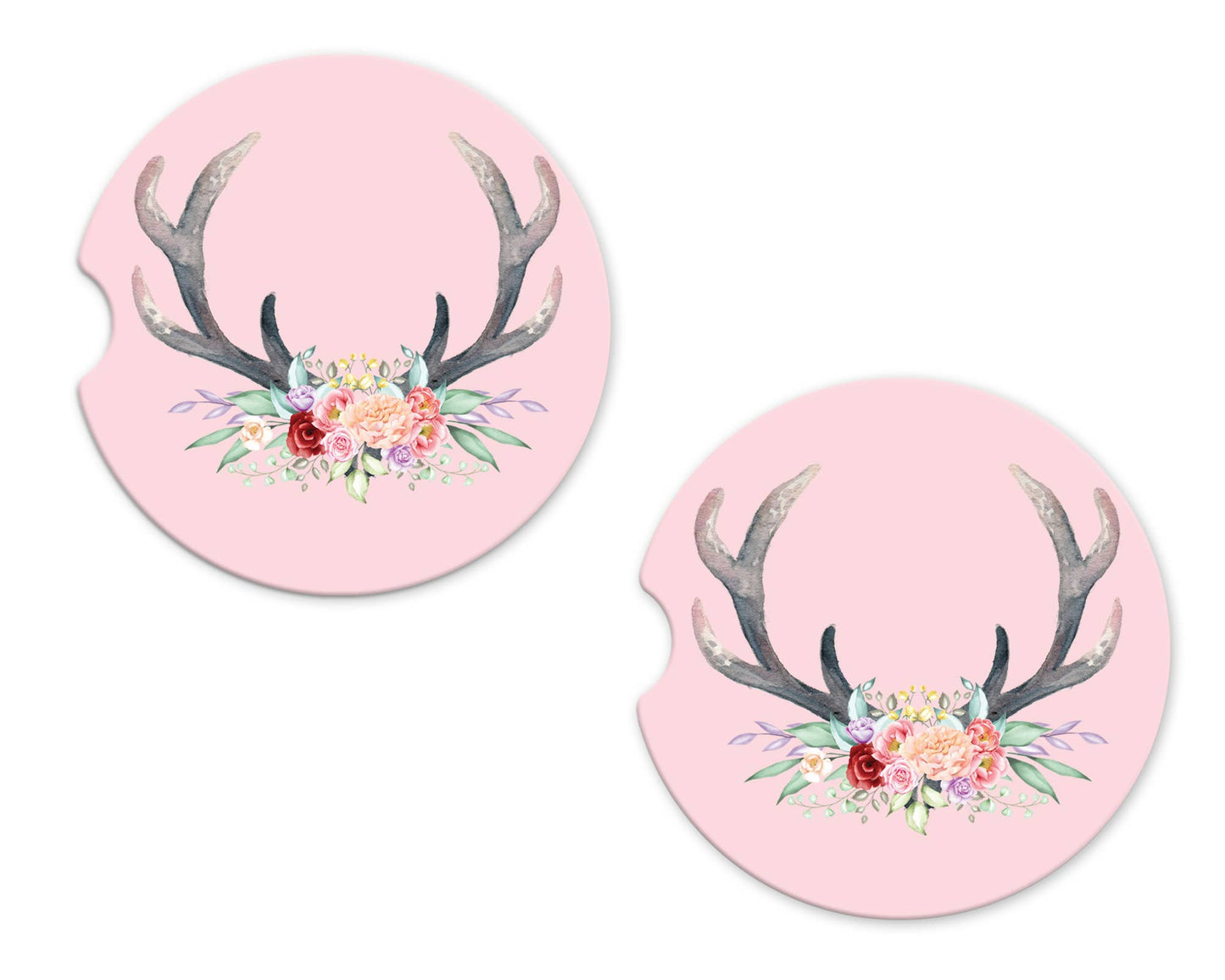 Car Coasters - Floral Antlers