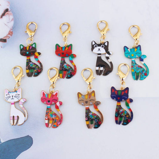 Colorful Cat Keychain Cute Bag Charm & Key Accessory