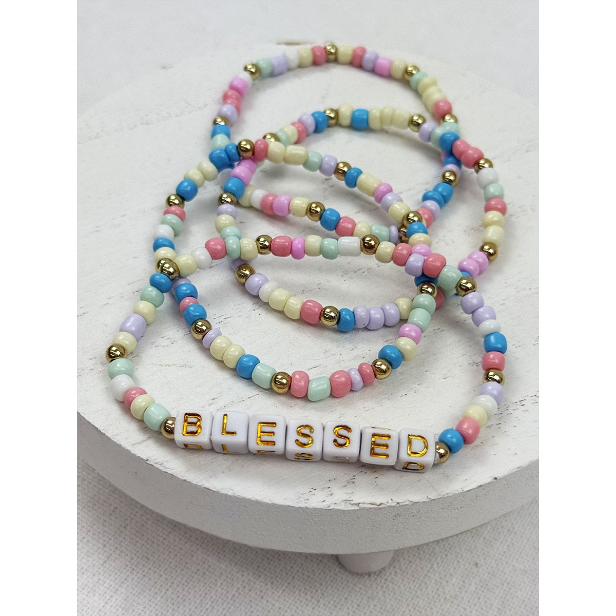 4pc stacked sea bead bracelet set