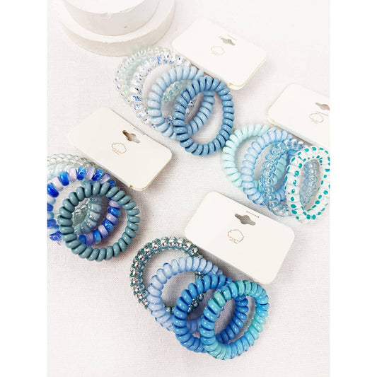 Mix of Blue Shades Spiral Hair Ties