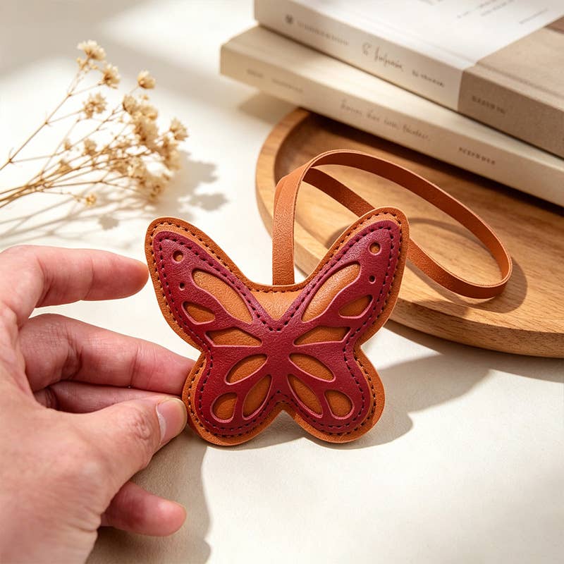 Hollow Cutout PU Leather Butterfly Bag Charm