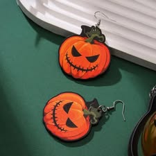 Wooden Pumpkin Earrings