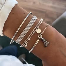 4pc silver bracelet set