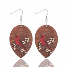 Cardinal Wooden Earrings