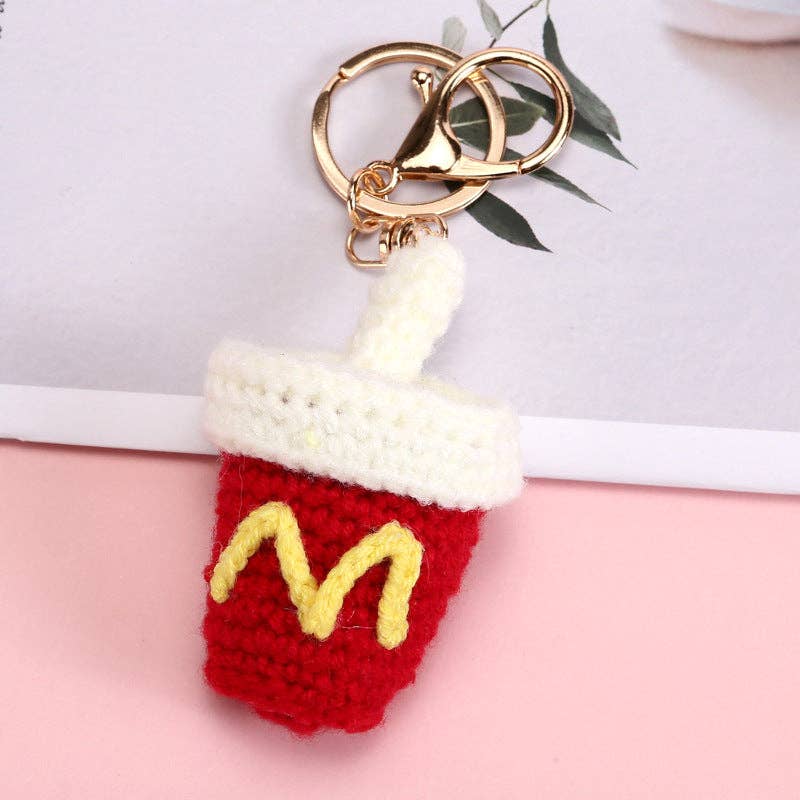 Food-Themed Crochet Keychain Accessories Handmade from Milk Cotton Yarn