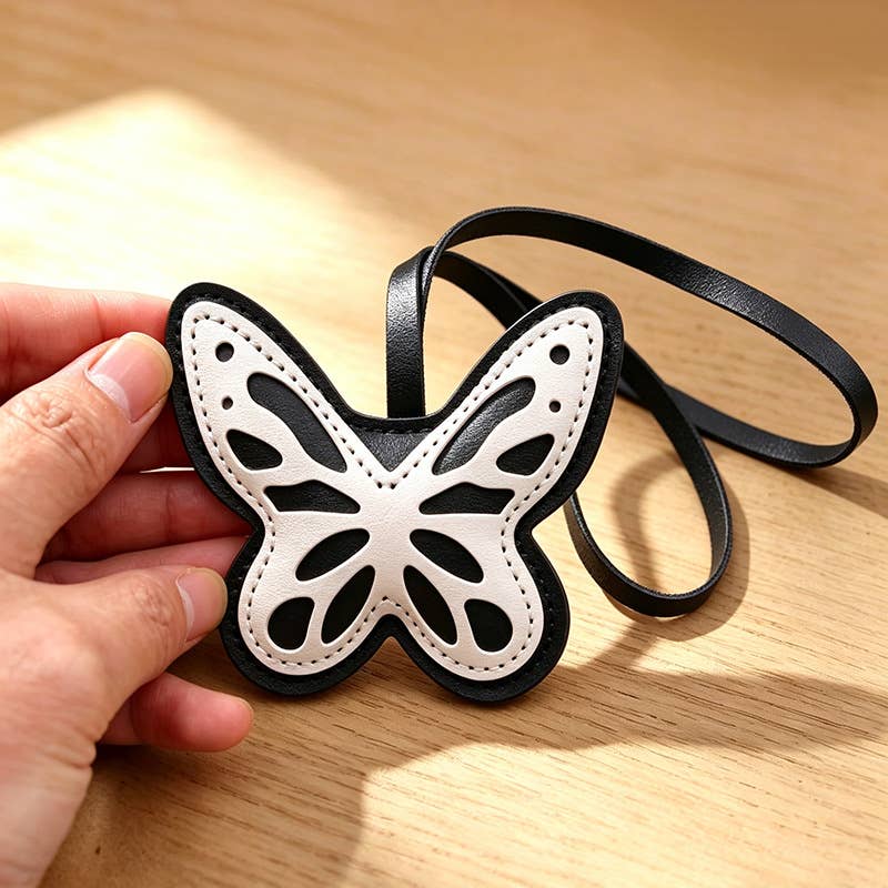 Hollow Cutout PU Leather Butterfly Bag Charm