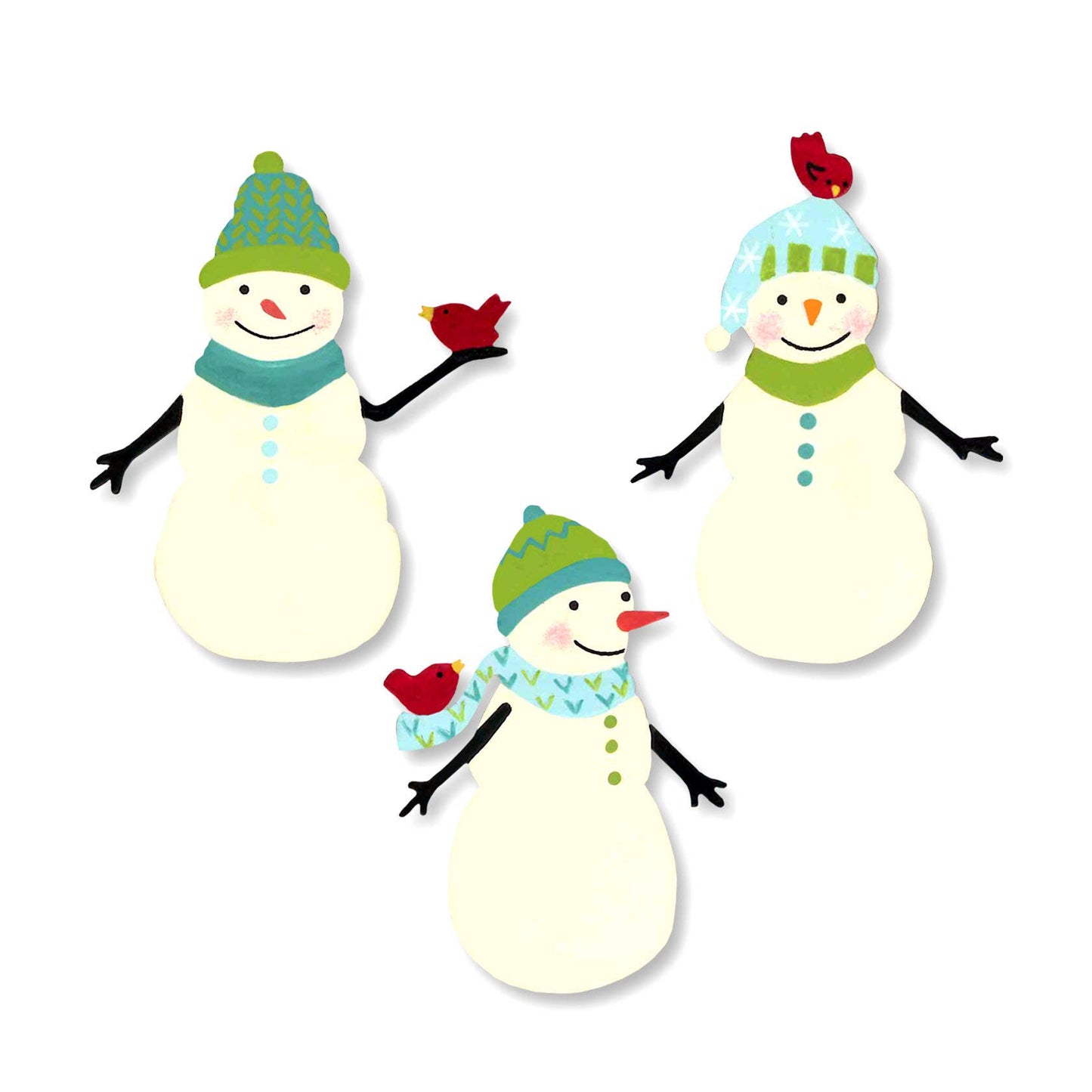 Snowman w/ Bird Magnets, Winter Decor