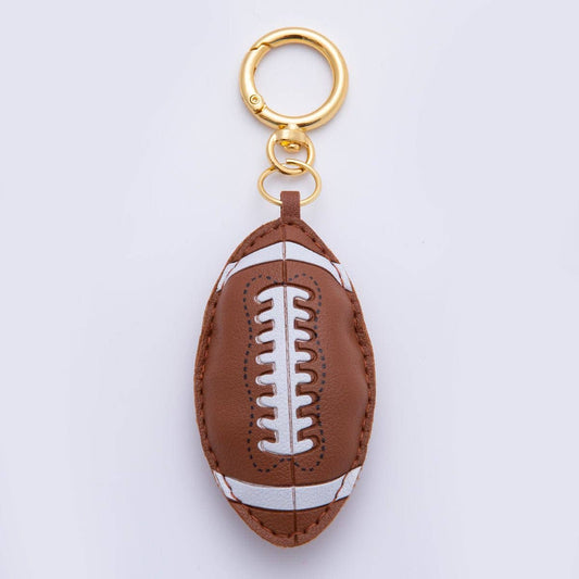 18K Gold Filled Varsity Football Sport Leather Bag Charm Keychain Push Gate Key Ring Accessories | WB-00097