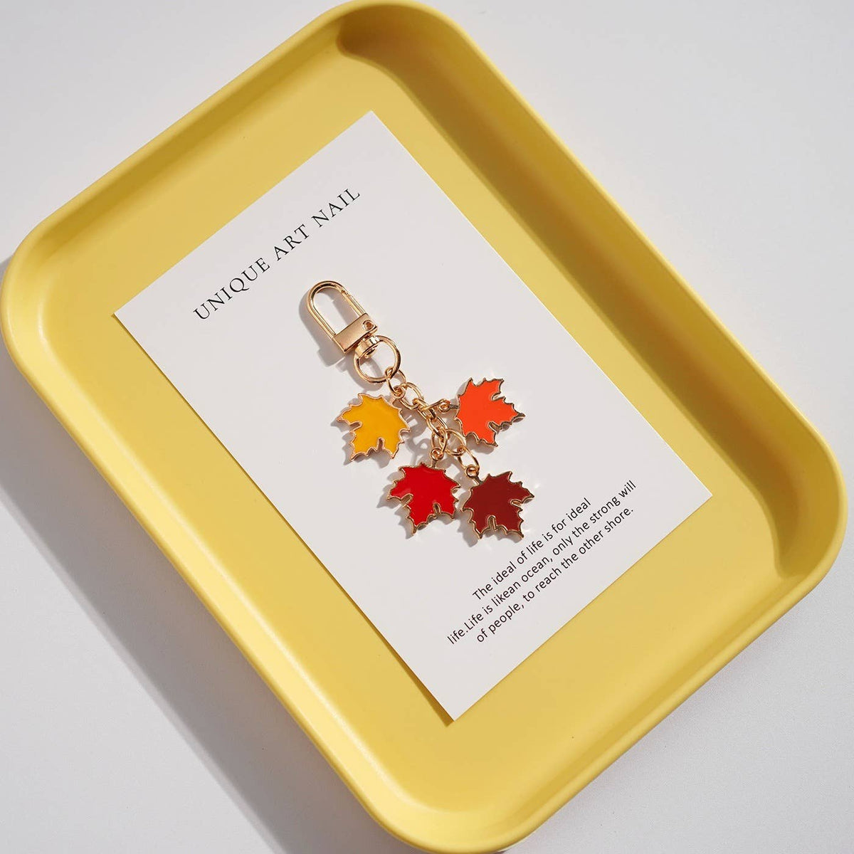 Autumn Maple Leaf Bead Keychain
