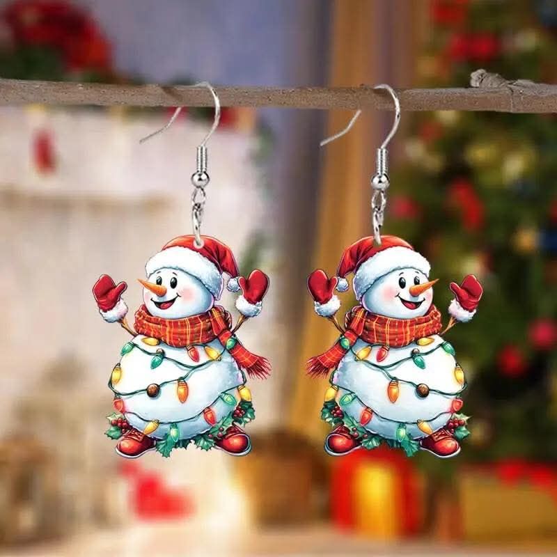 Acrylic Snowman w lights earrings