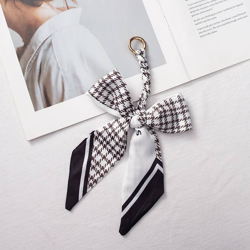 Bow scarf bag charm handmade woven versatile