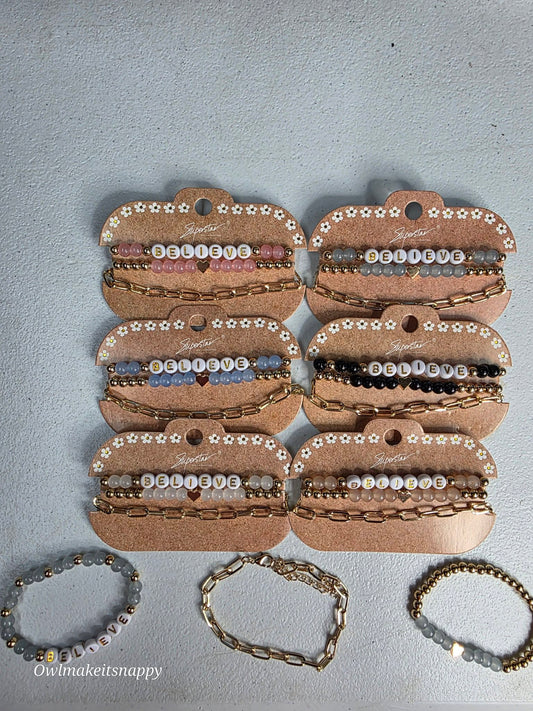 3pc BELIEVE bracelet set