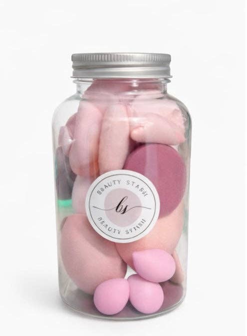 Luxe Makeup Blender Jar – 14-Piece Beauty Sponge & Blender Set for Flawless Makeup