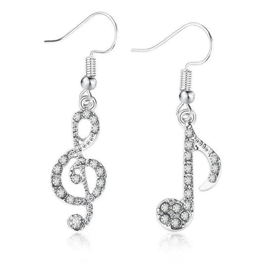 Music Note Rhinestone Earrings