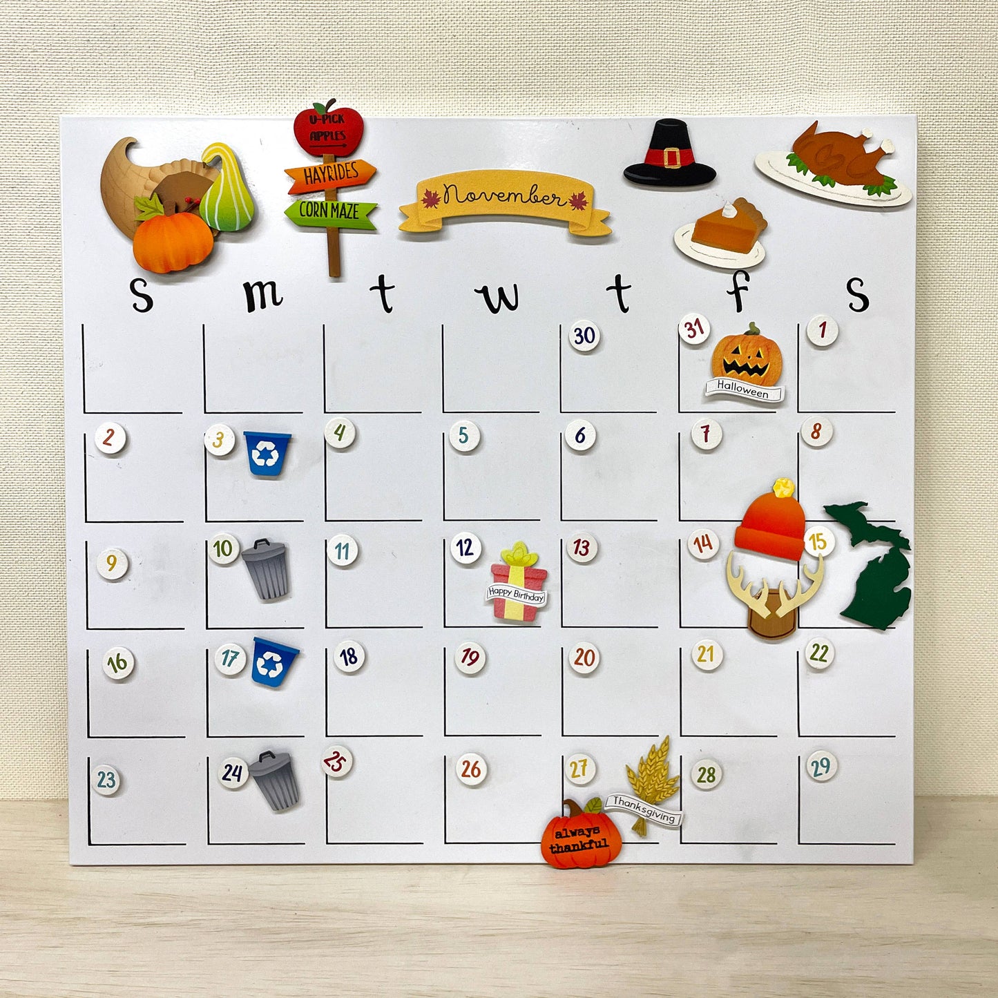 Thanksgiving Magnets S/3, Fall Turkey Dinner