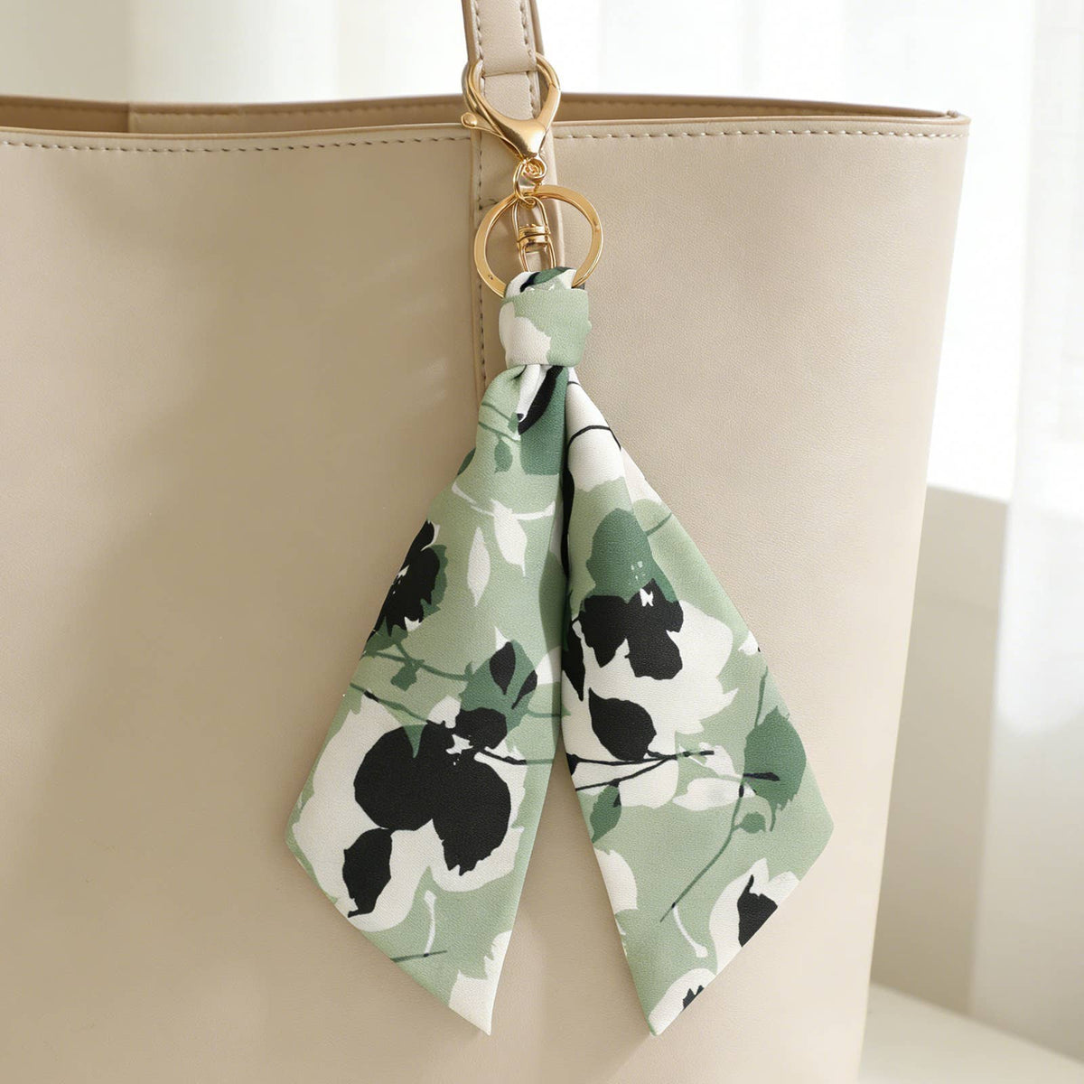 Abstract Floral Scarf Bag Charm Keychain